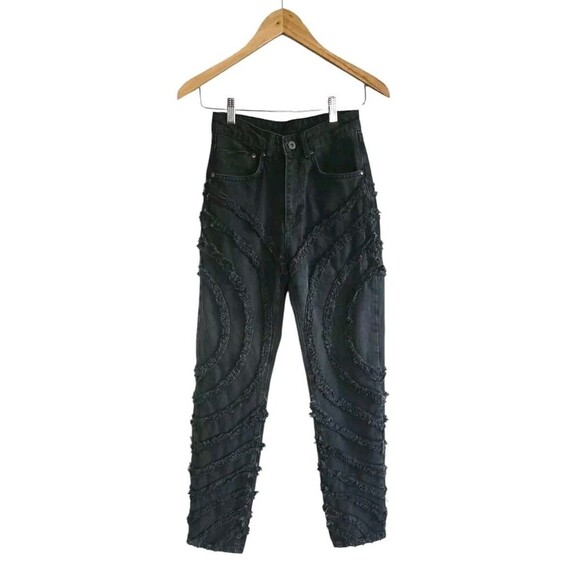 The Ragged Priest Gaze Jeans Womens 24 Gray Circle Fray Mom High Rise Edgy NWT - Picture 1 of 7